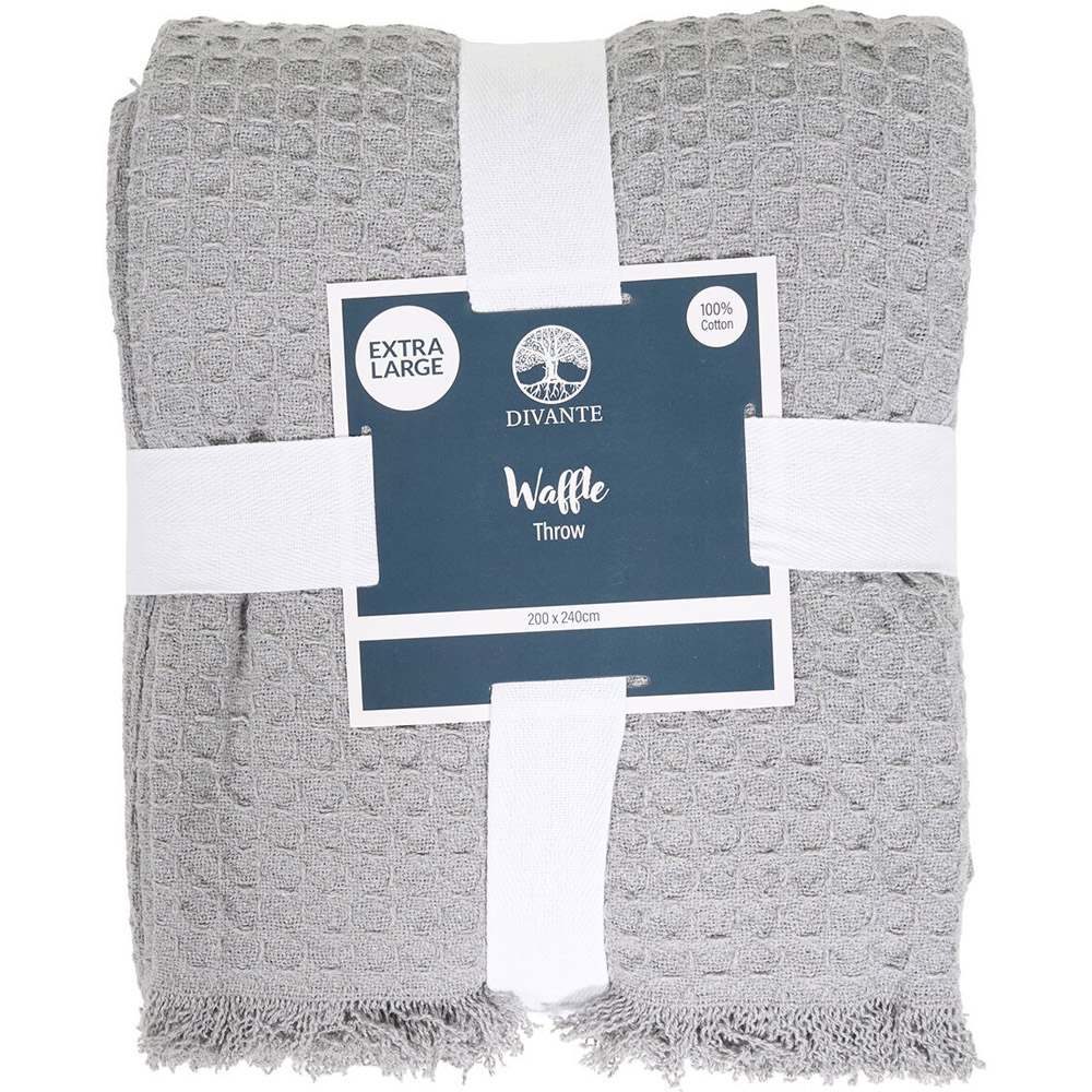 Waffle Cotton Throw Silver Image 1