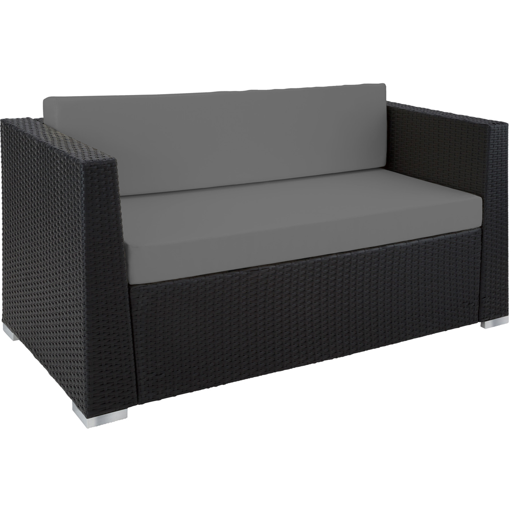 tectake Munich 4 Seater Black Garden Lounge Set with 2 Cushion Cover Set Image 5