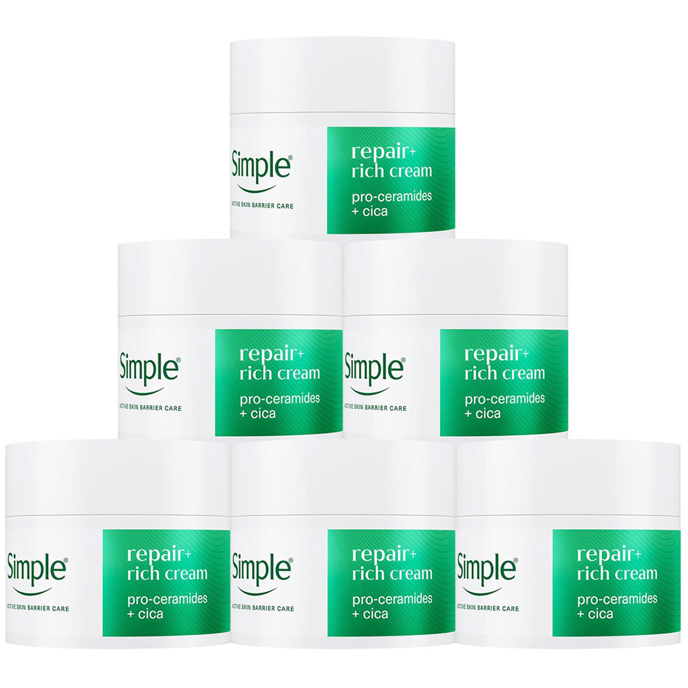 Simple Repair+ Gentle Nourishing and Soothing Daily Moisturiser Face Cream 50ml 6 Pack Image 1