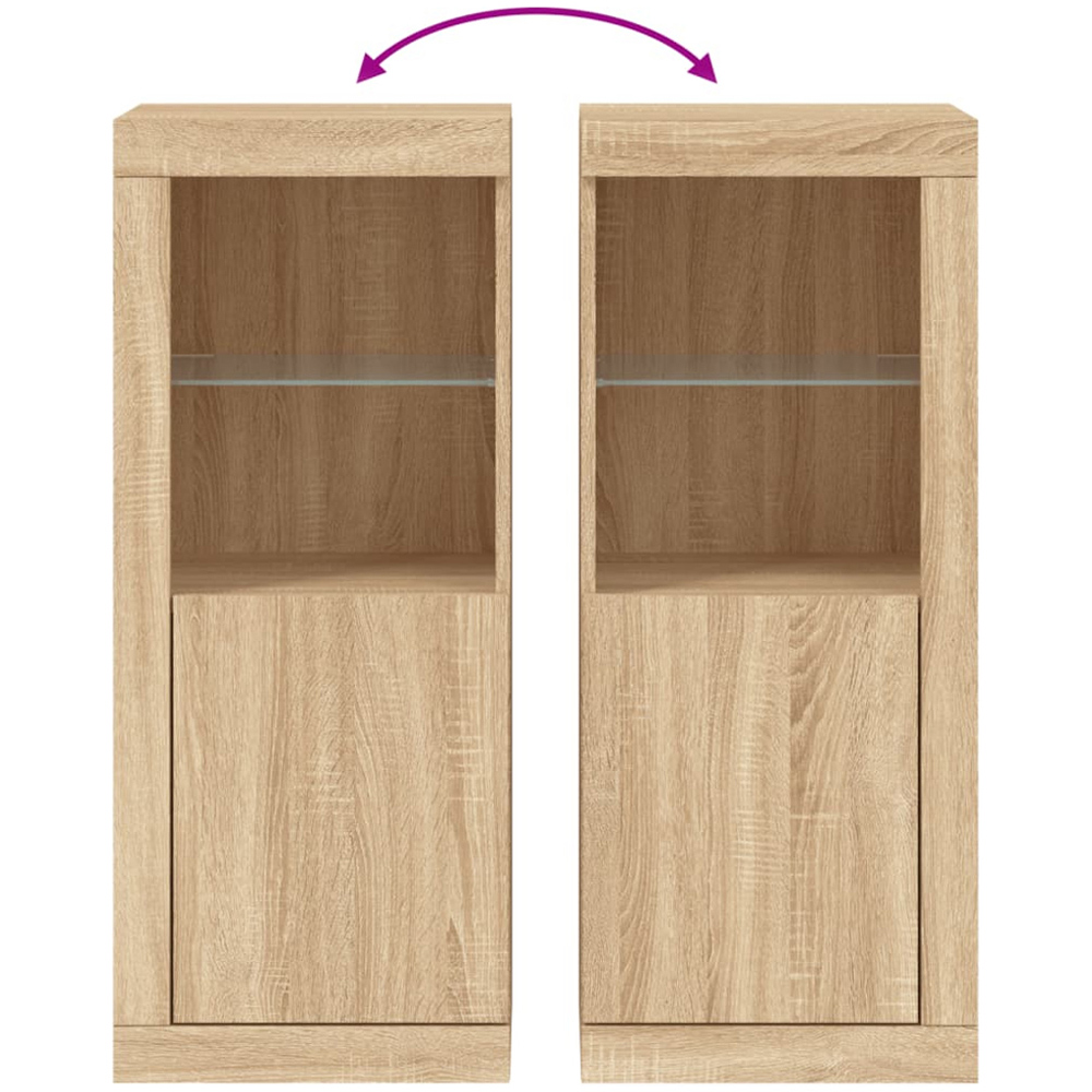 vidaXL Single Door 2 Shelf Sonoma Oak Sideboard with RGB LED Lights Image 9