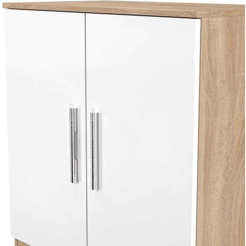 Crowndale Contrast 2 Door White Matt and Bardolino Oak Cabinet Ready Assembled Image 4