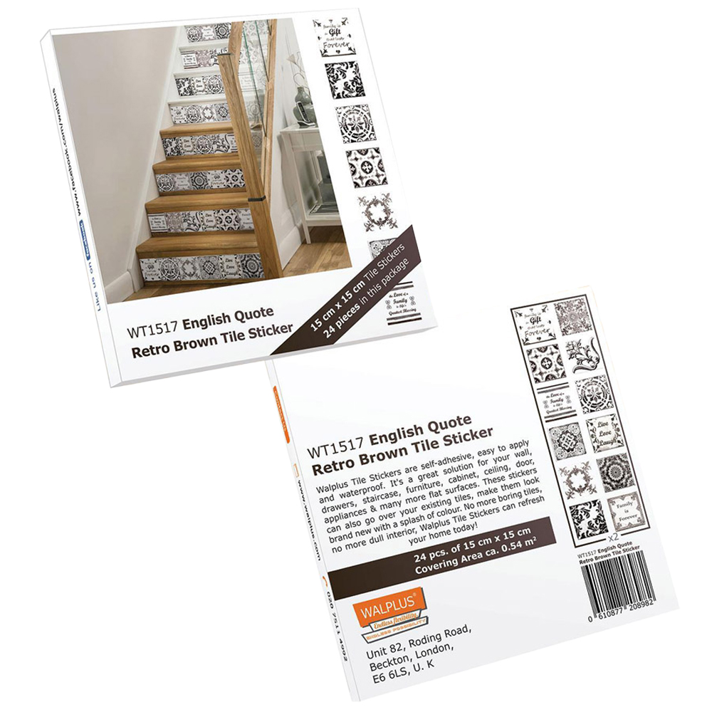 Walplus English Quote Retro Brown Tile Sticker 24 Pack Image 4