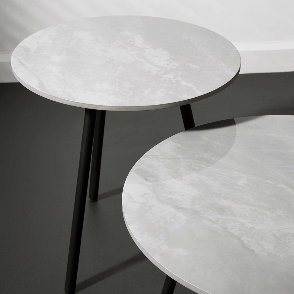Julian Bowen Casper Grey Marble Effect Sintered Stone Top Side Table Set of 2 Image 5