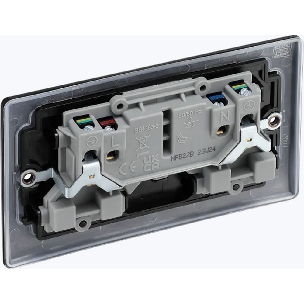 BG Nexus Metal 2 Gang Socket Matt Black Image 5