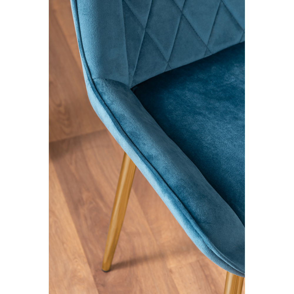 Furniturebox Cesano Set of 2 Blue and Gold Velvet Dining Chair Image 6