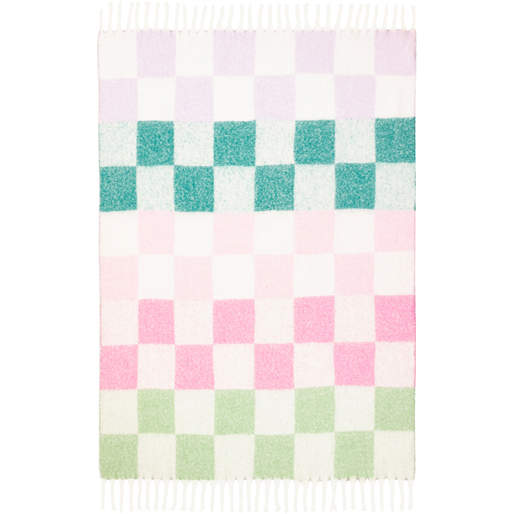 Furn Maisie Aqua Blossom Checked Tasselled Throw 130 x 180cm Image 4