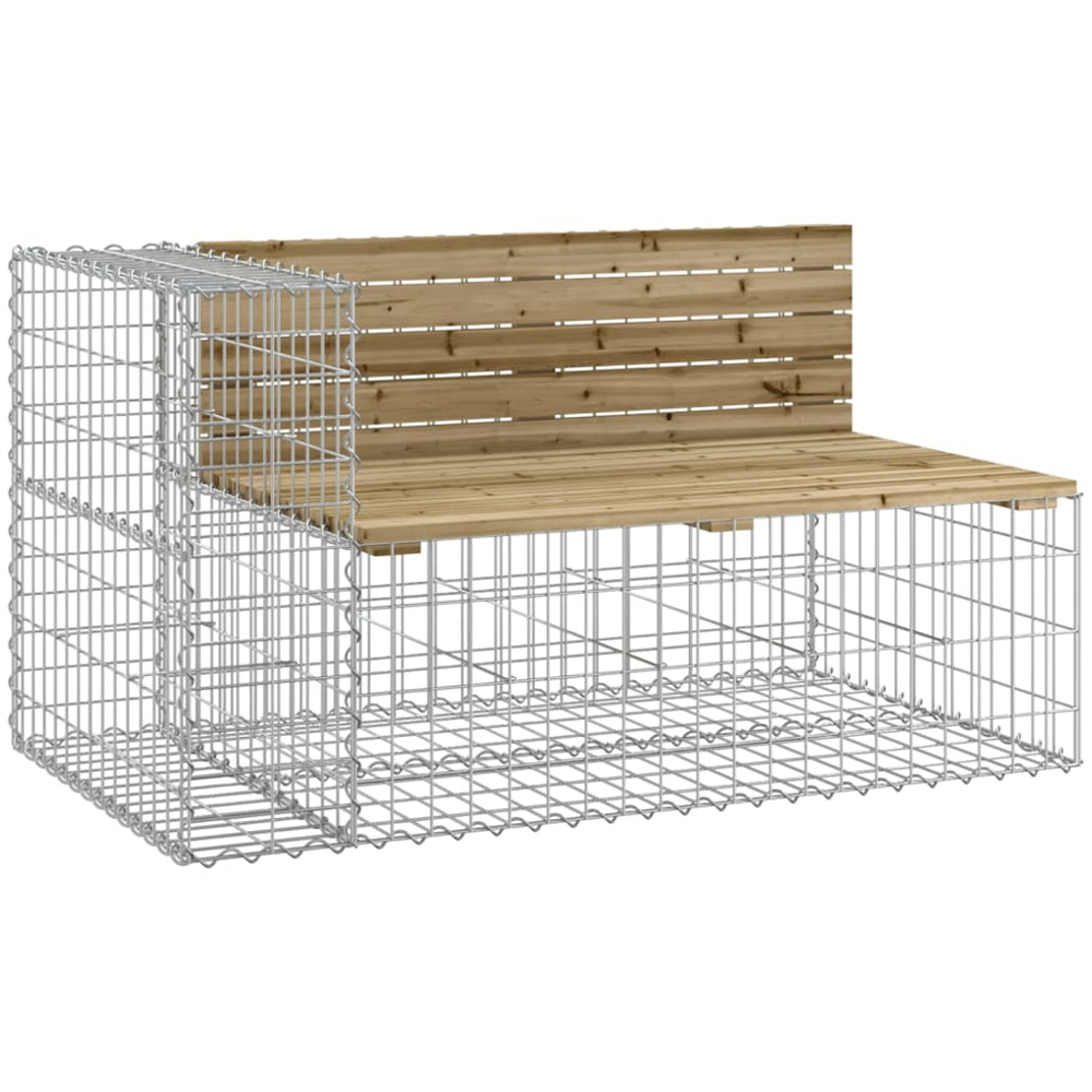 vidaXL Dark Brown Wood Pine Garden Bench with Gabion Basket 65.5 x 192 x 71cm Image 2