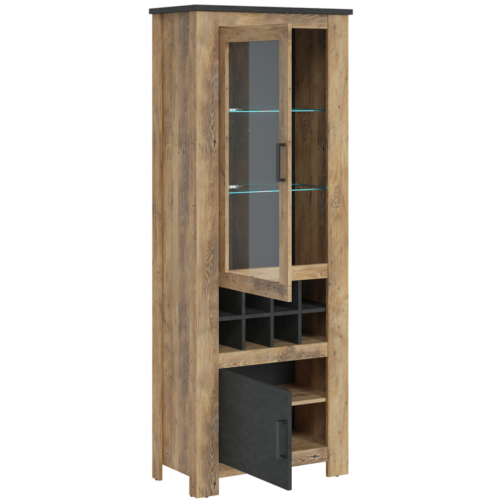 Florence 2 Door Chestnut and Matera Grey Display Cabinet with Wine Rack Image 3