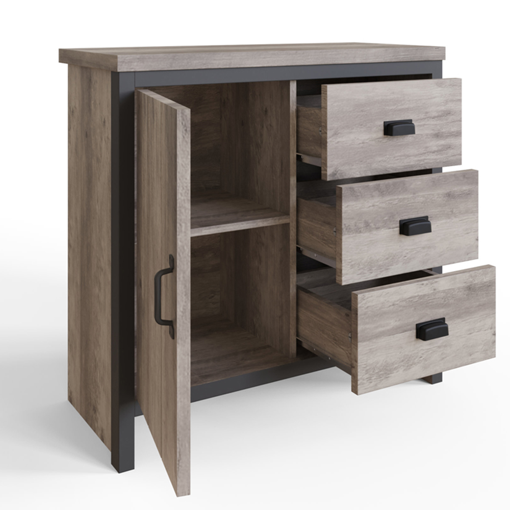 GFW Boston Single Door 3 Drawer Grey Sideboard Image 3