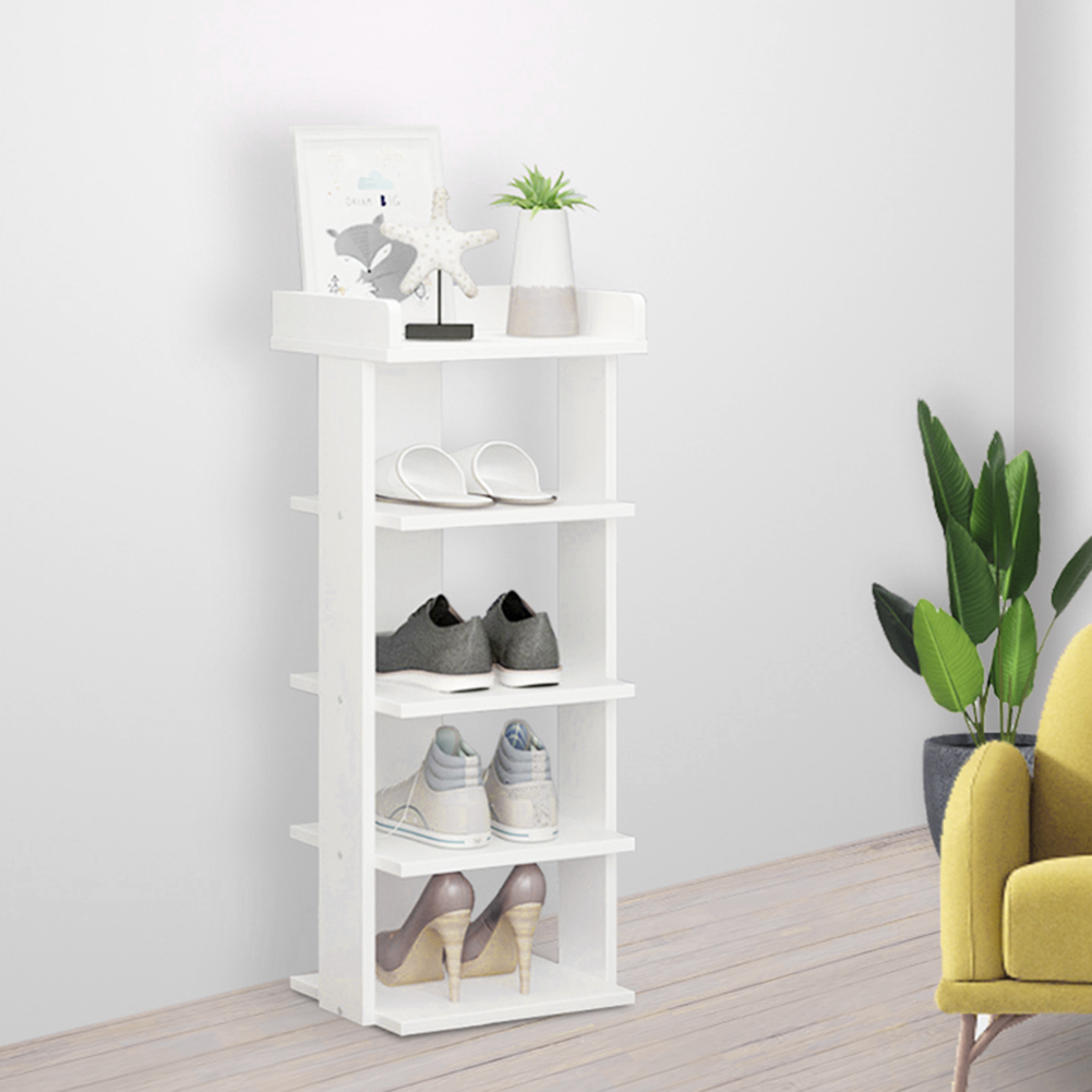 Living and Home 5 Tier White Wooden Open Shoe Rack Image 6
