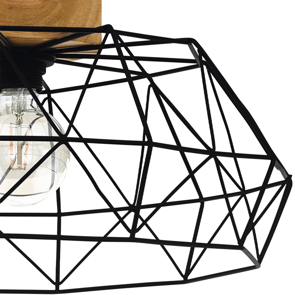 EGLO Padstow Black And Natural Metal and Wood Ceiling Light Image 3