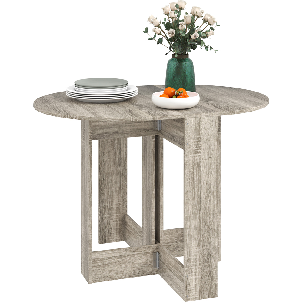 HOMCOM 2 Seater Grey Drop Leaf Dining Table Image 2