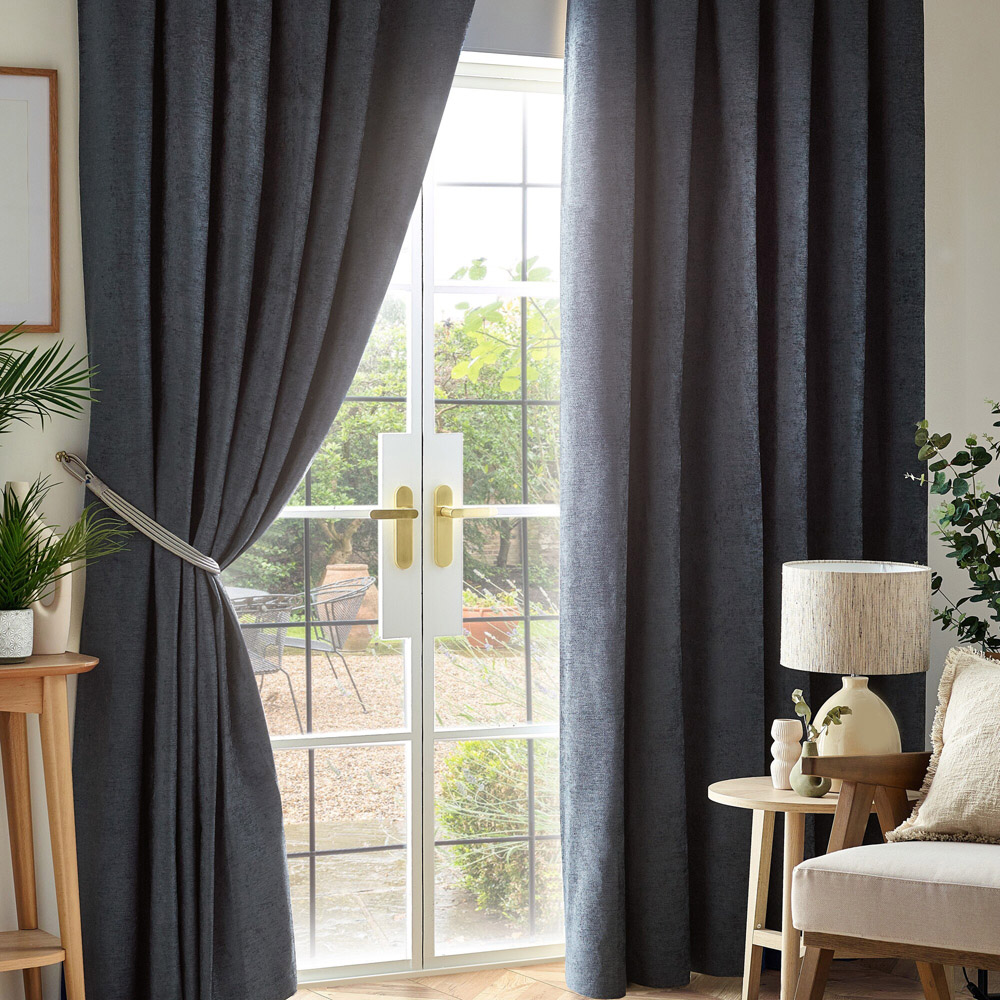 Alan Symonds Charcoal Chenille Blackout Pencil Pleat Curtains 229cm x 183cm Image 1