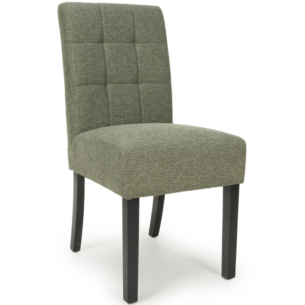 Portland Harlow Olive Weave Black Legs Waffle Back Dining Chair Image 2