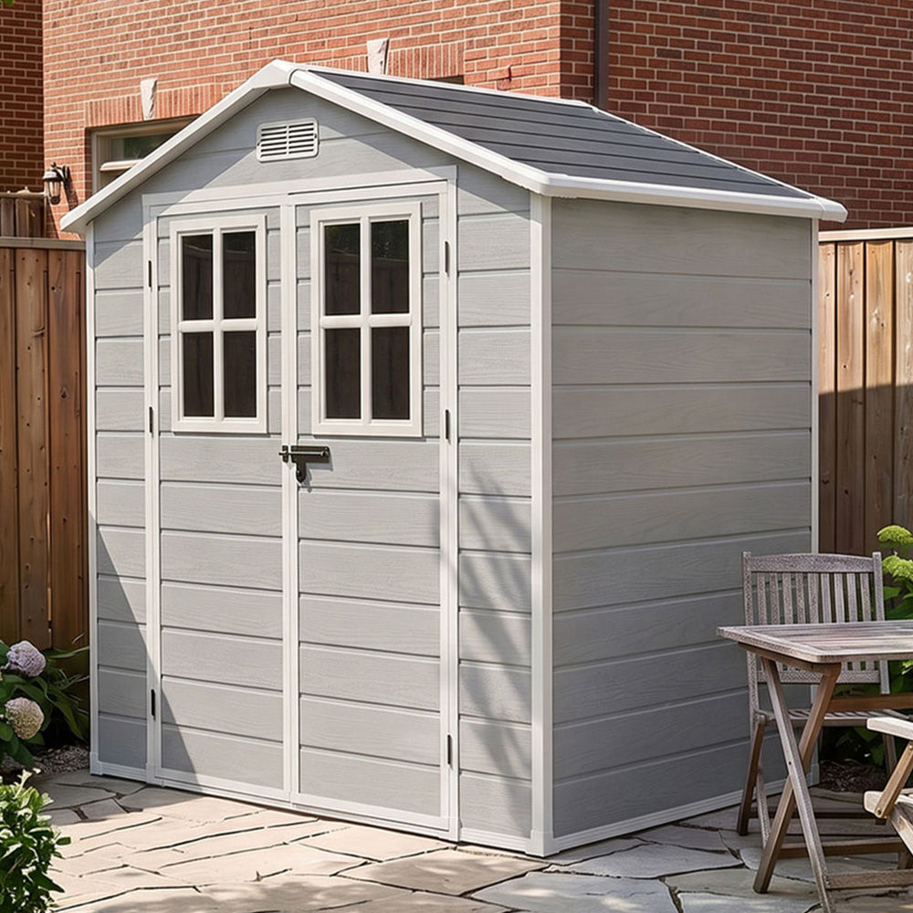 Living and Home 6 x 4ft Plastic Garden Storage Shed with Floor Image 1