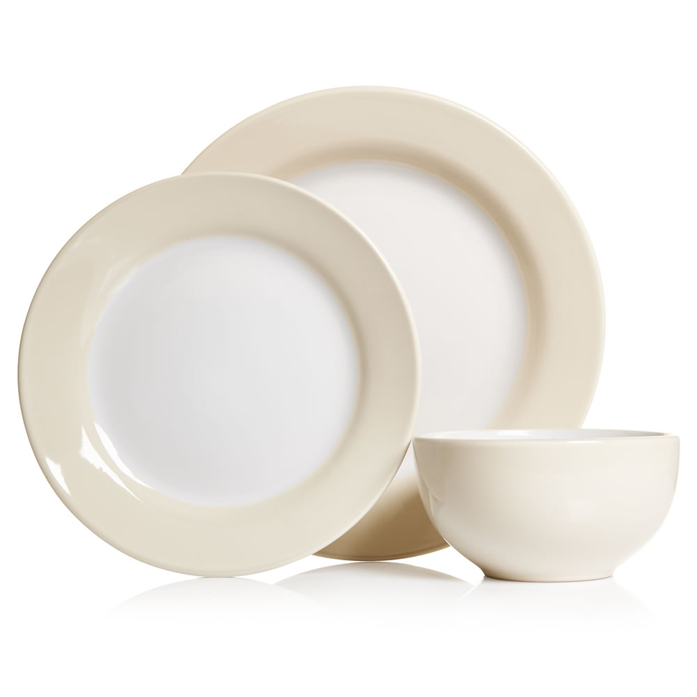 Wilko Colour Play Dinner Set Cream 12pcs Wilko