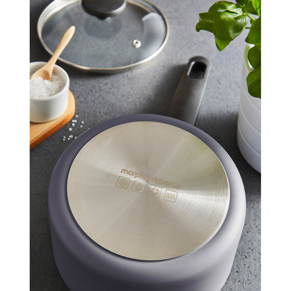 Morphy Richards Grey Recycled Aluminium 3 Piece Saucepan Set Image 6