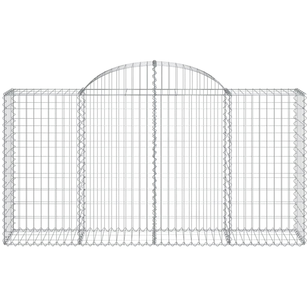 vidaXL Silver Galvanised Iron Arched Gabion Basket 100/120 x 50 x 200cm 6 Pack Image 2