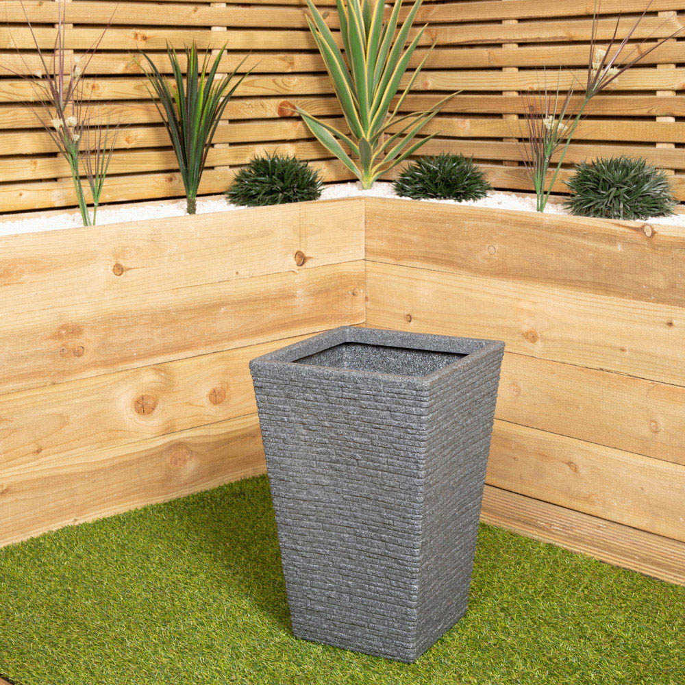 Samuel Alexander Ash Grey Slate Tall Plastic Garden Patio Trough Image 3