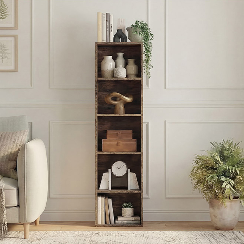 VIDA DESIGNS Oxford 5 Shelf Dark Wood Cube Bookcase Image 3