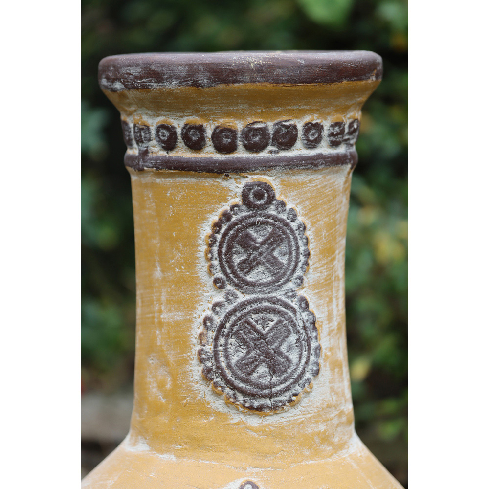 Gardeco Azteca Extra Large Yellow Mexican Chimenea with Stand and Lid Image 3