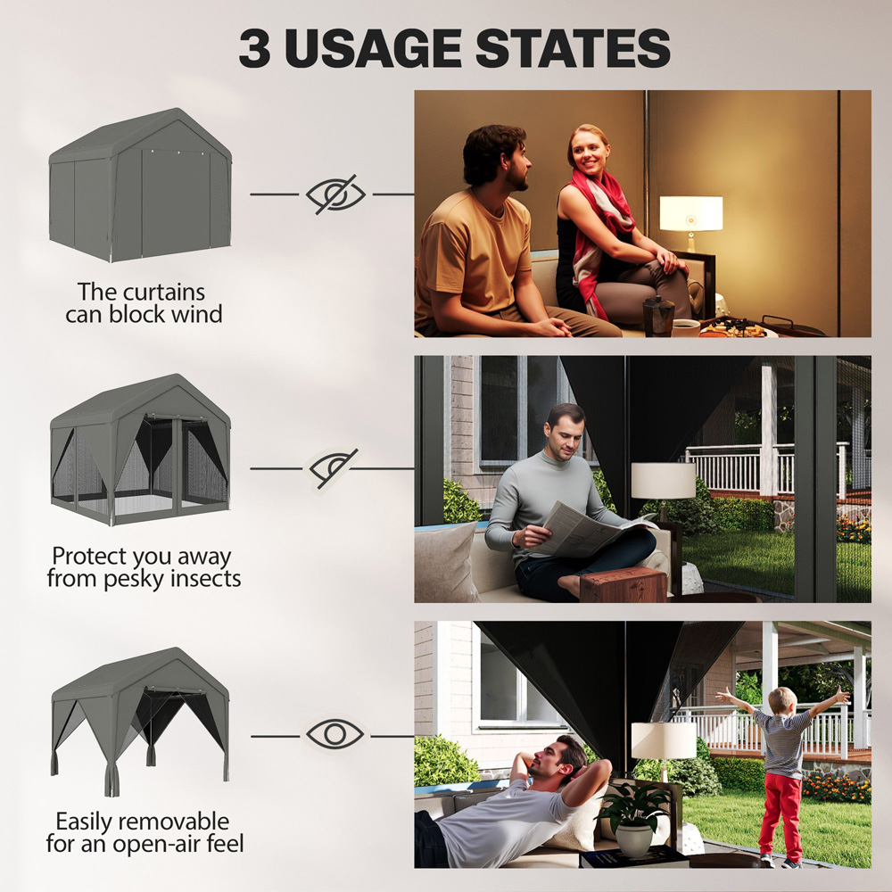 Outsunny 3 x 3m Dark Grey Gazebo with Netting and Curtain Image 8