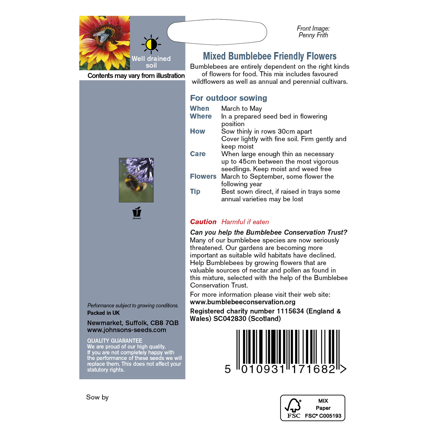 Johnsons Bumblebee Friendly Flower Mixed Flower Seeds Image 3