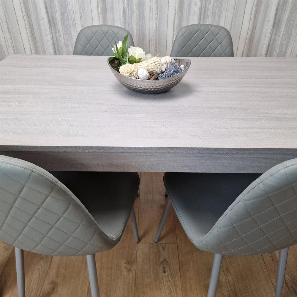Kosy Koala 4 Seater Faux Leather Gem Pattern Rectangular Dining Set Grey Image 6
