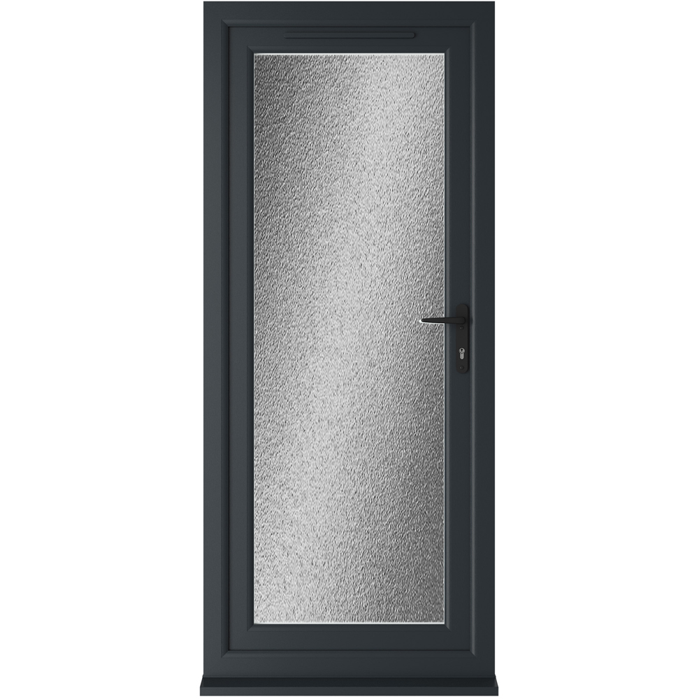 Crystal uPVC Double Glazed Grey White Door Full Glass Left hand Obscure Glass 920x2090mm Image 1