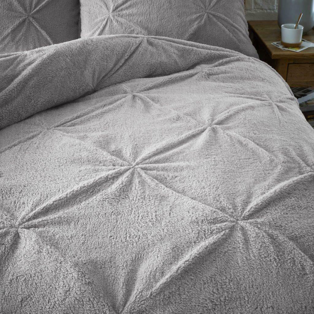 Smart Living Chiswick Single Grey Pintuck Duvet Set Image 5
