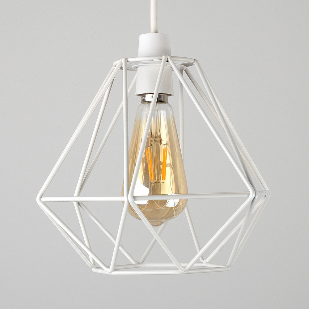 ValueLights Diablo White Industrial Wire Frame Pendant Shade Image 3