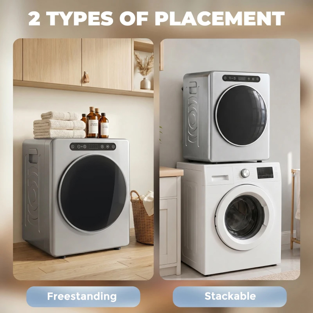 HOMCOM Silver Tone Portable Vented Tumble Dryer Machine with Timer 5kg 1000W Image 6