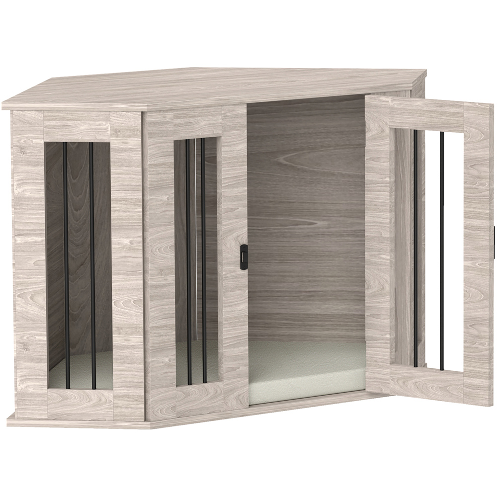 PawHut Medium Walnut Brown Dog Crate with Cushion Door Image 3