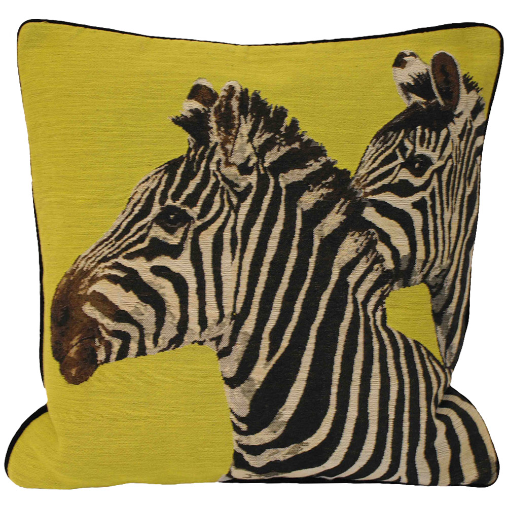 Paoletti Lime Twin Zebra Piped Cushion Image 1
