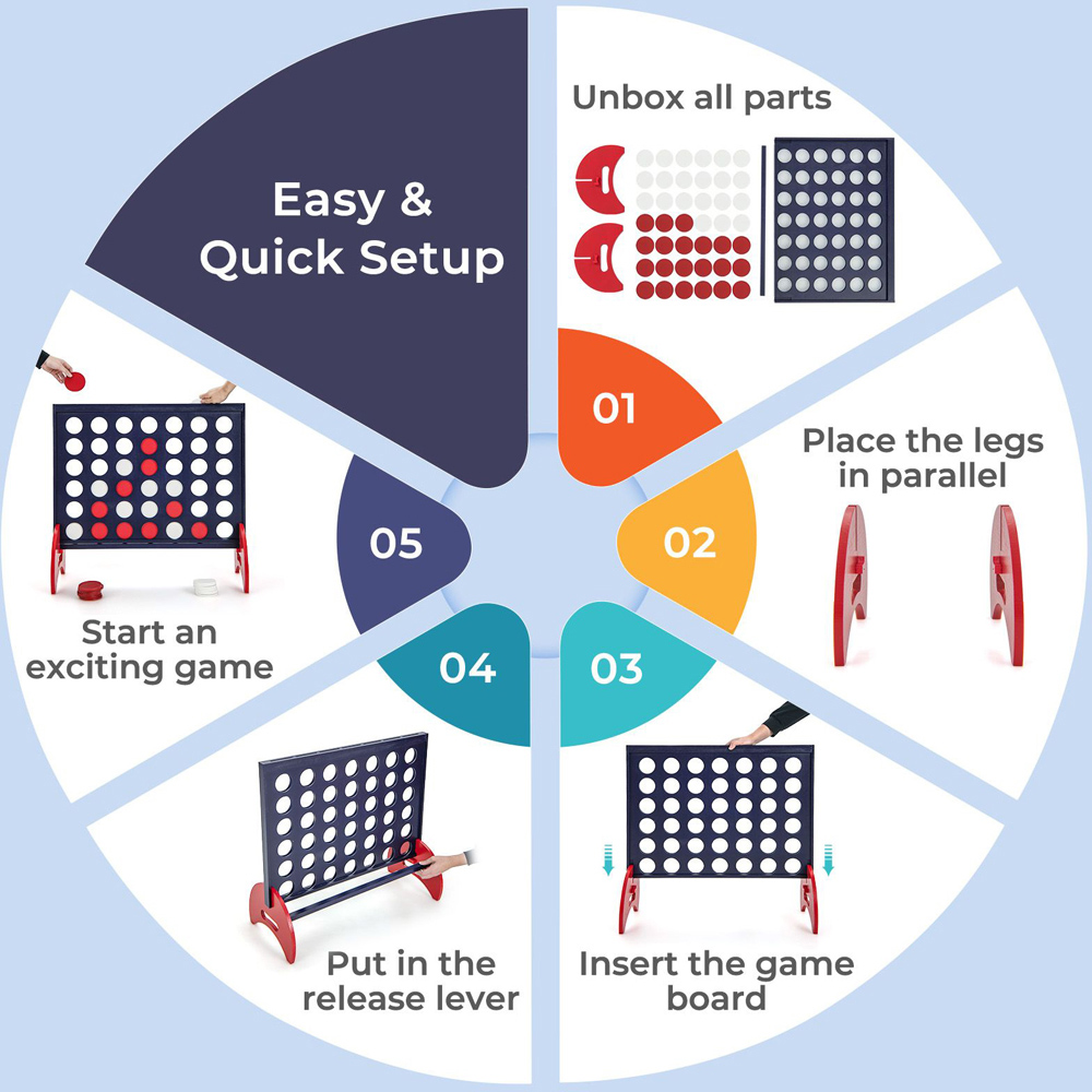 Costway 42 Piece Blue Jumbo Rings Giant 4-to-Score Game Set with Carrying Bag Image 3