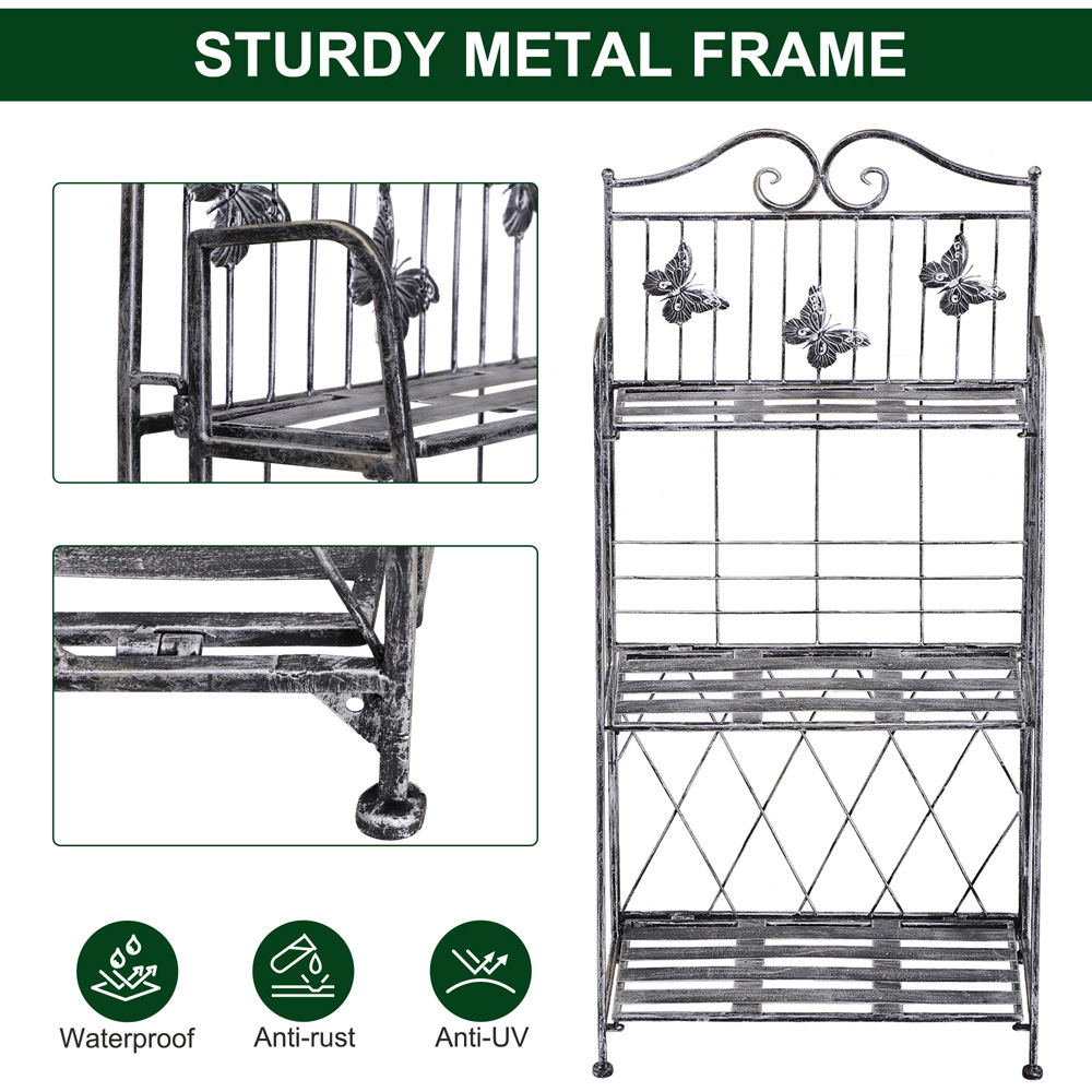 Outsunny 3-Tier Metal Scrollwork Frame Foldable Plant Stand Image 6