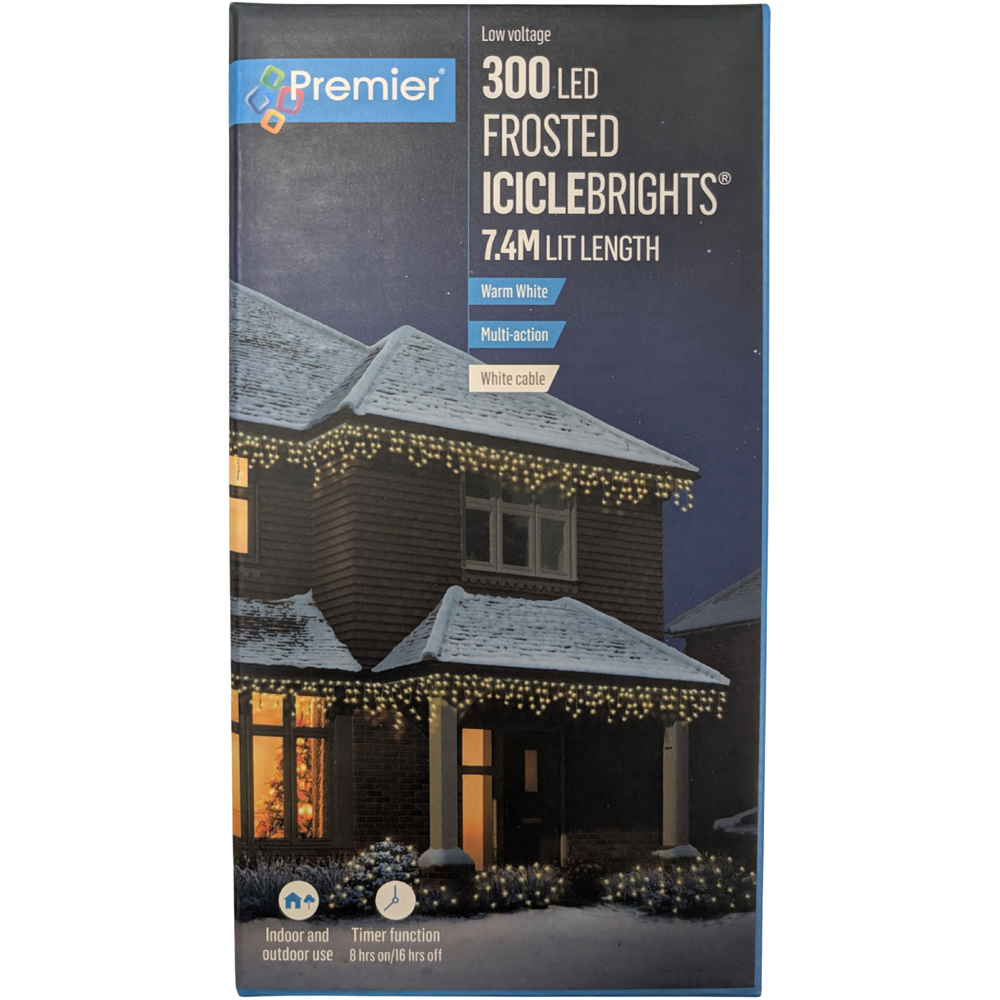 Premier IcicleBrights 300 Warm White LED String Light 7.5m Image 2