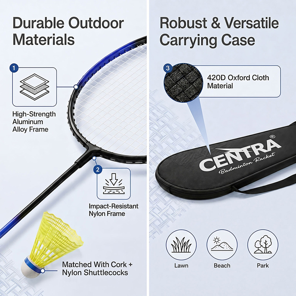 Traderight Centra 11 Piece Badminton Racket Set with Bag Image 5