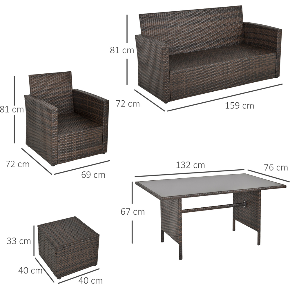 Outsunny 7 Seater Mixed Brown PE Rattan Dining Sofa Set Image 7