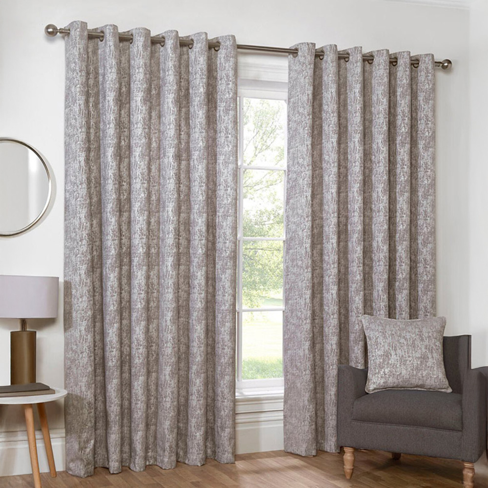 Amara Chenille Eyelet Curtain - Silver / 168cm / 183cm Image 1