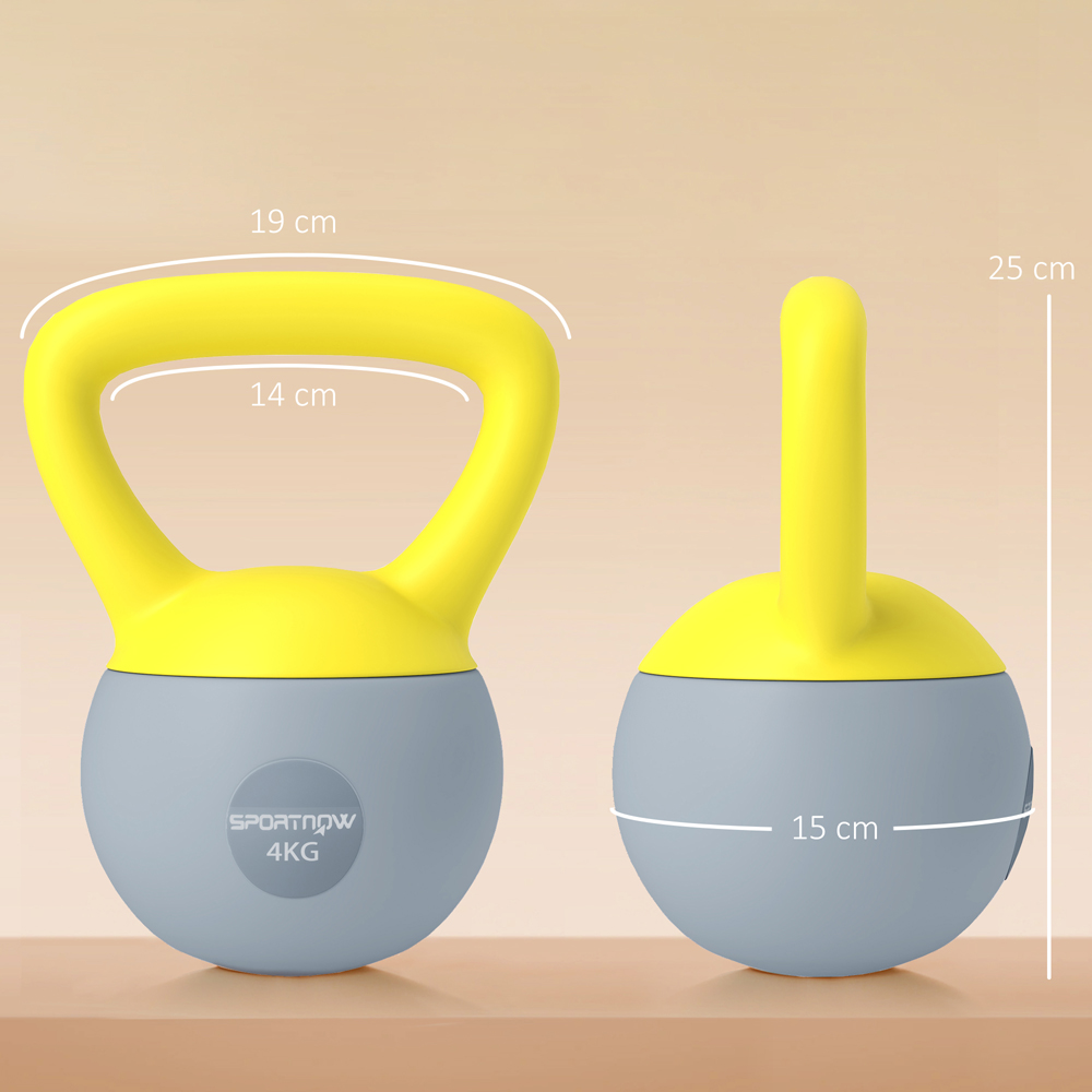 SPORTNOW Yellow and Grey Kettlebell 4kg Image 9