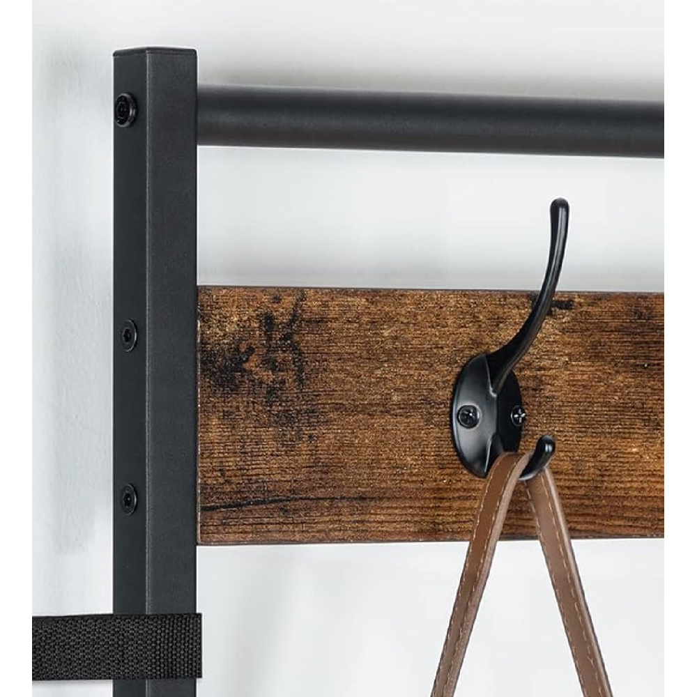Modcraft 5 Shelf 9 Hooks Rustic Brown Industrial Coat Stand Image 3