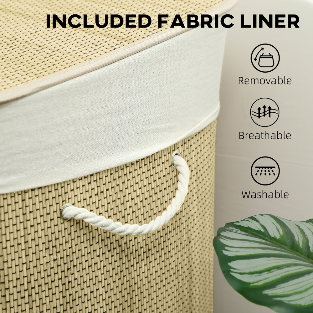 HOMCOM Cream Laundry Basket with Lid 144L Image 6