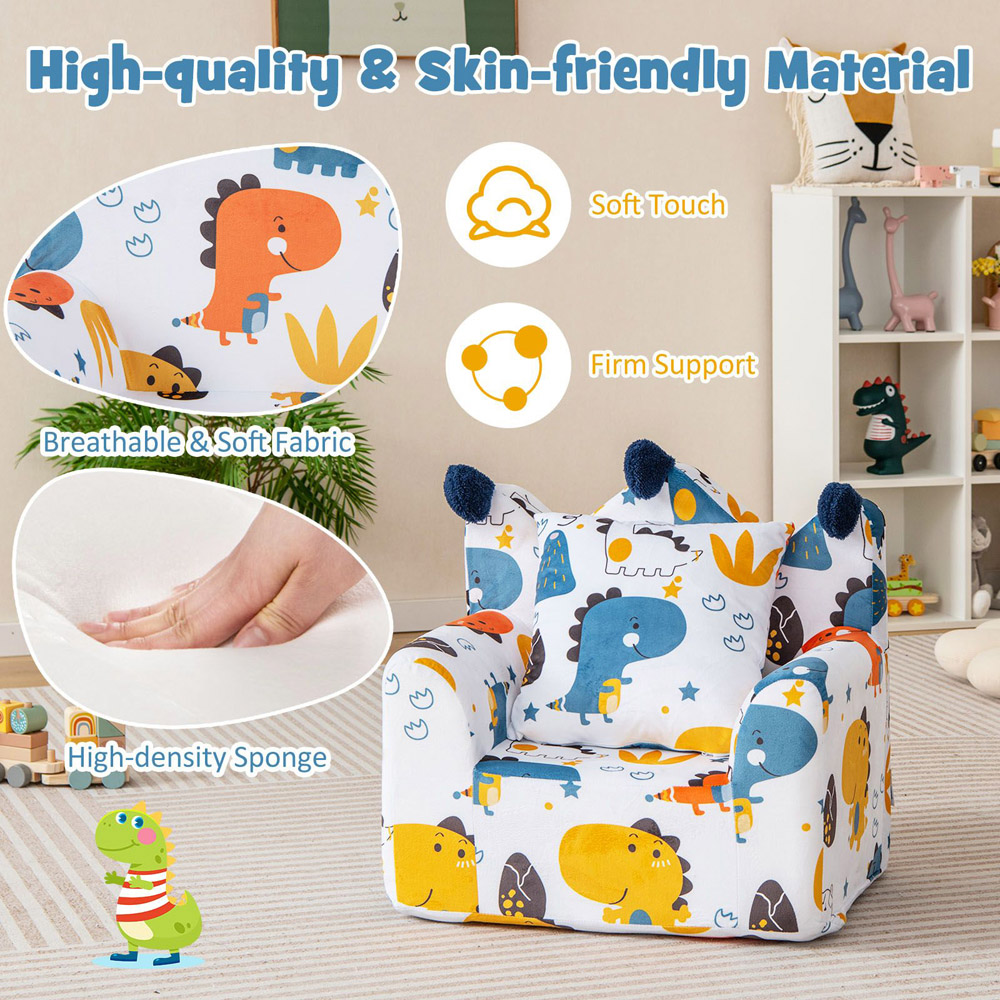 Costway Orange Kids Armchair with Pillow Image 4