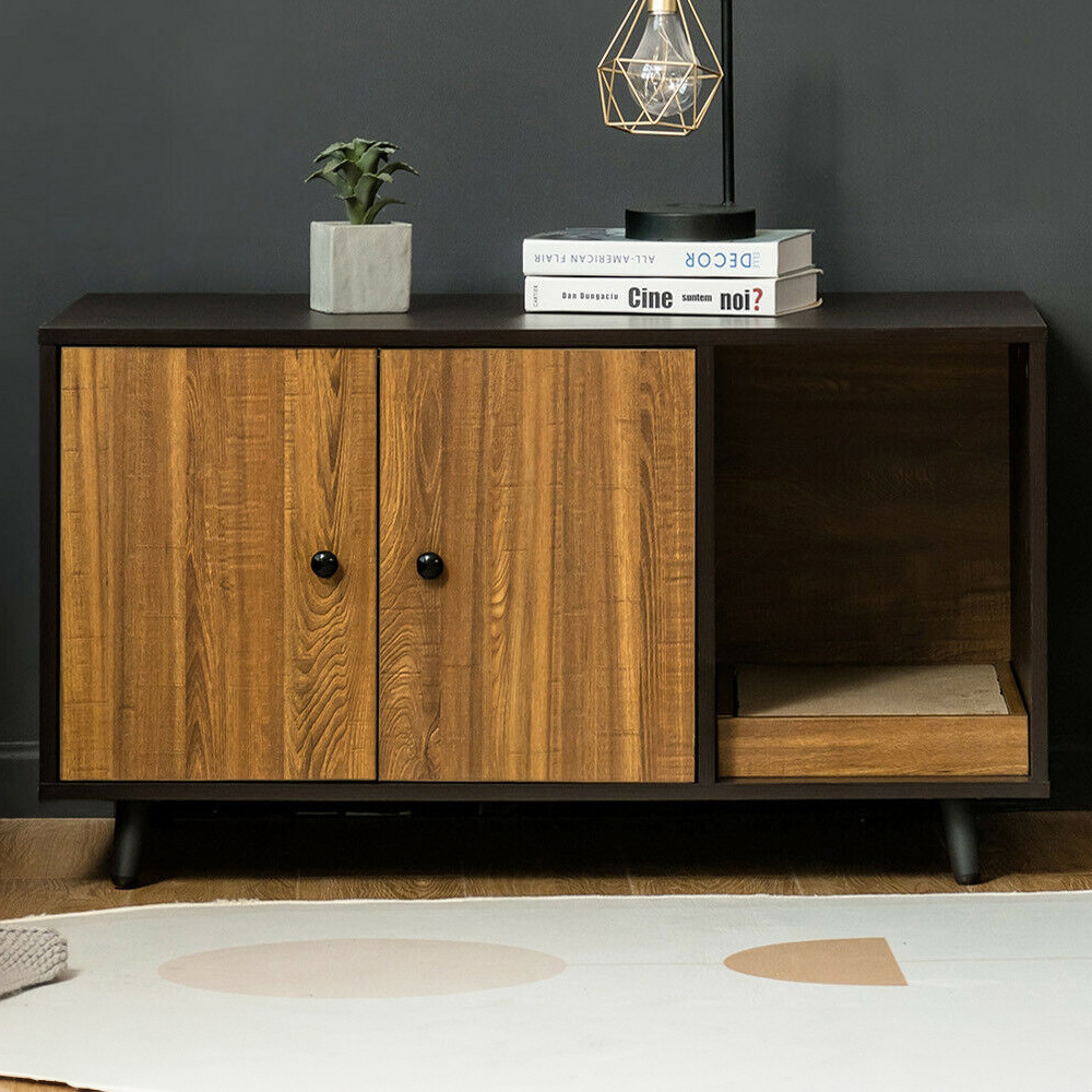 Costway 2 Door Storage Cabinet with Cat Little Box Enclosure Image 2