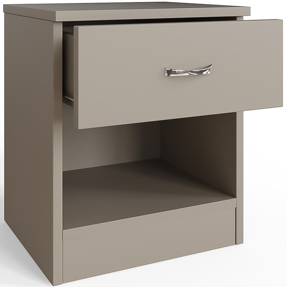 FWStyle Promo Single Drawer Putty Modern Bedside Table Set of 2 Image 3