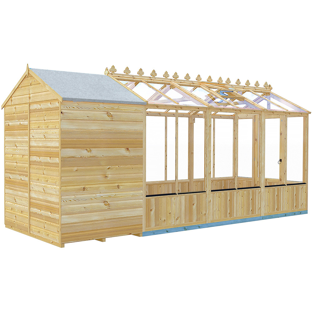 Shire Holkham 6 x 16ft Glazed Toughened Glass Greenhouse with Shed Image 4