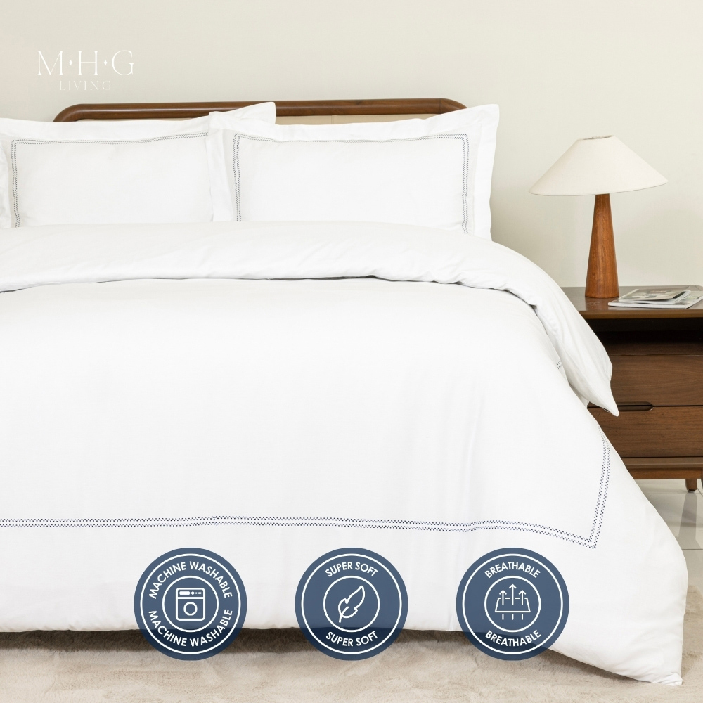 MHG Living Double Oxford Navy 200 Thread Count Duvet Cover Set Image 9