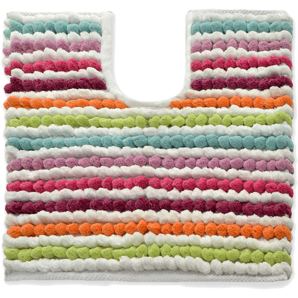 Allure Bath Fashions California Multi Bright Striped Chunky Bobble Pedestal Toilet Mat 50 x 50cm Image 1