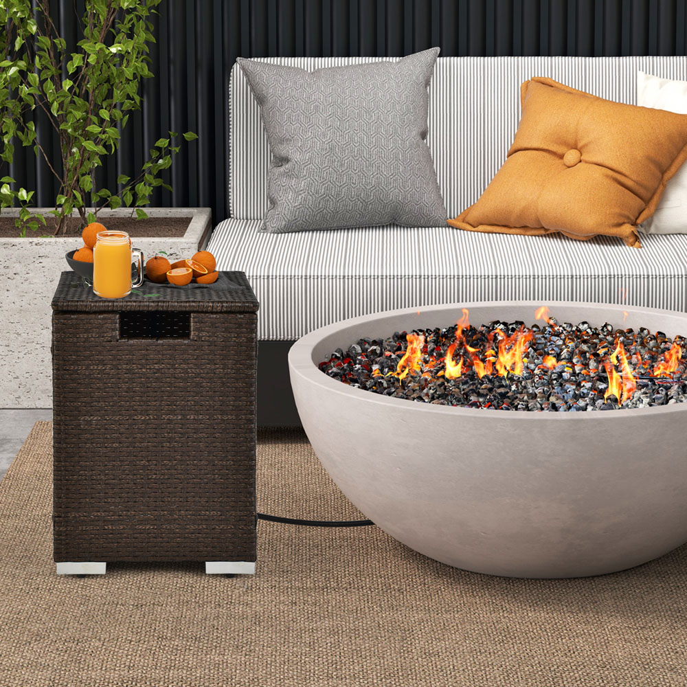 Costway 2 in 1 Hideaway Rattan Propane Gas Tank Table Image 4